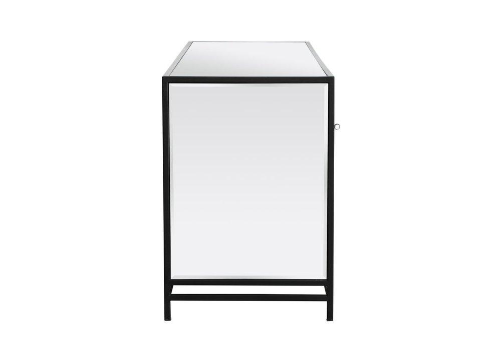 Elegant MF701BK-F2 James 60 in. mirrored tv stand with crystal fireplace in black Other Furniture - Black