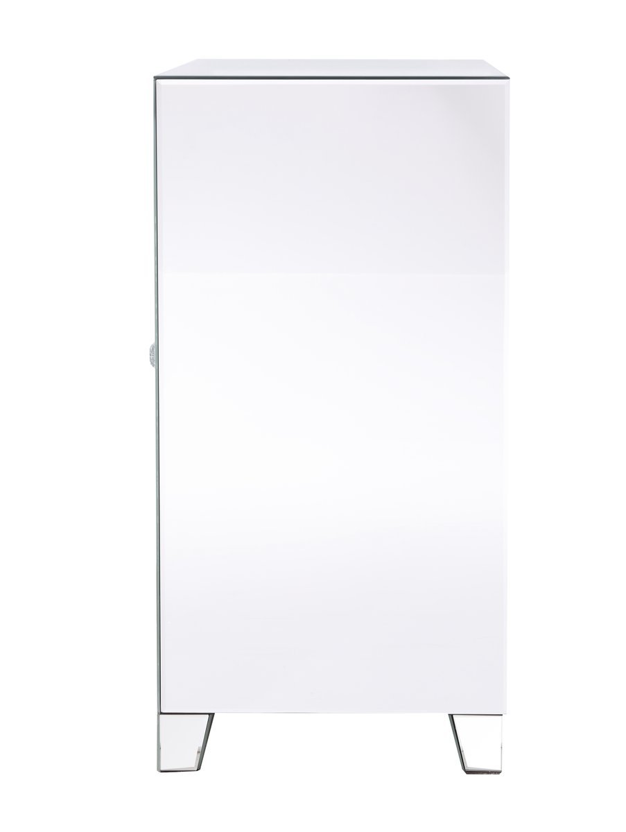 Elegant MF92052 28 in silver crystal mirrored two door cabinet Cabinets - Clear