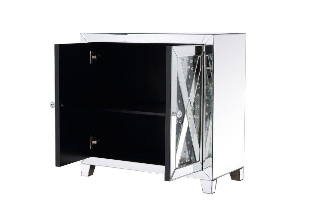 Elegant MF91051 28 in clear crystal mirrored two door cabinet Cabinets - Clear