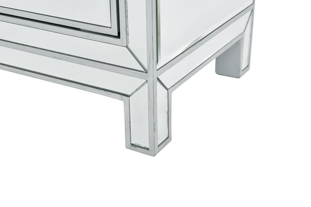 Elegant MF72016 Nightstand 1 door 21in. W x 14in. D x 24in. H in antique silver paint Cabinets - Silver