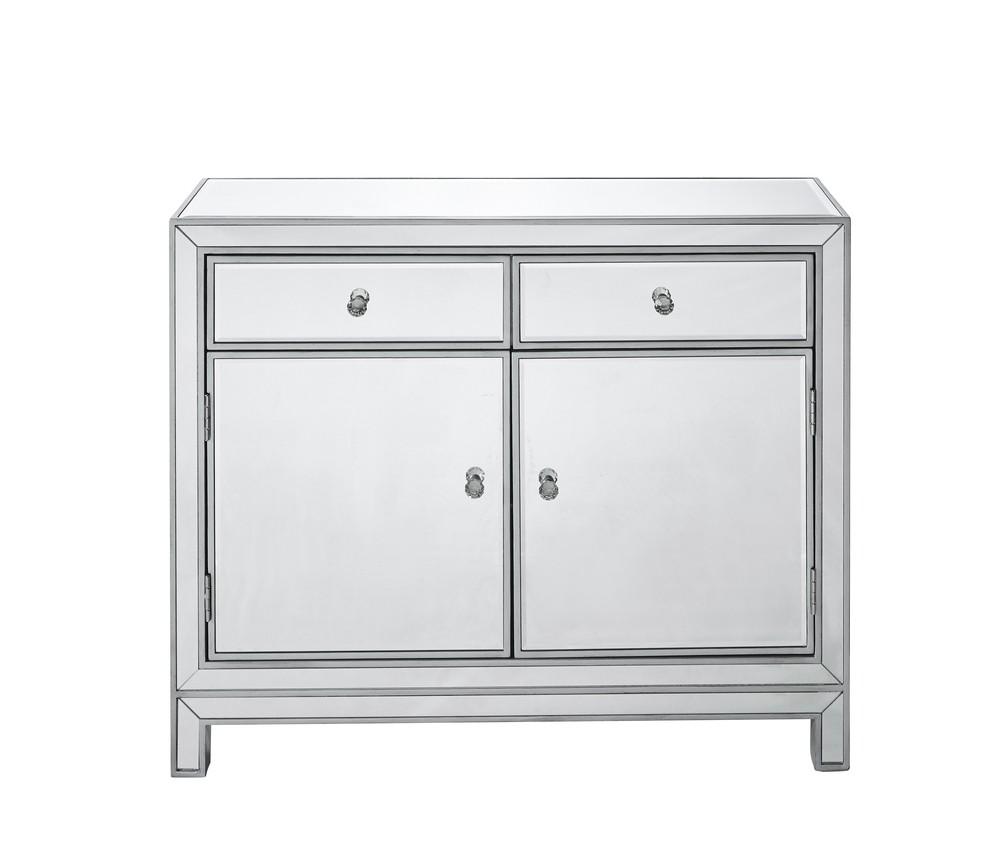 Elegant MF72002 Nightstand 2 drawers 2 doors 38in. W x 12in. D x 32in. H in antique silver paint Cabinets - Silver