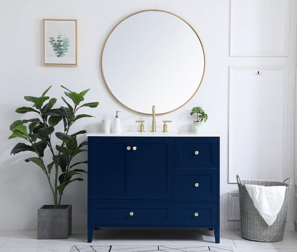 Elegant VF18042BL 42 inch Single Bathroom Vanity in Blue Cabinets - Blue