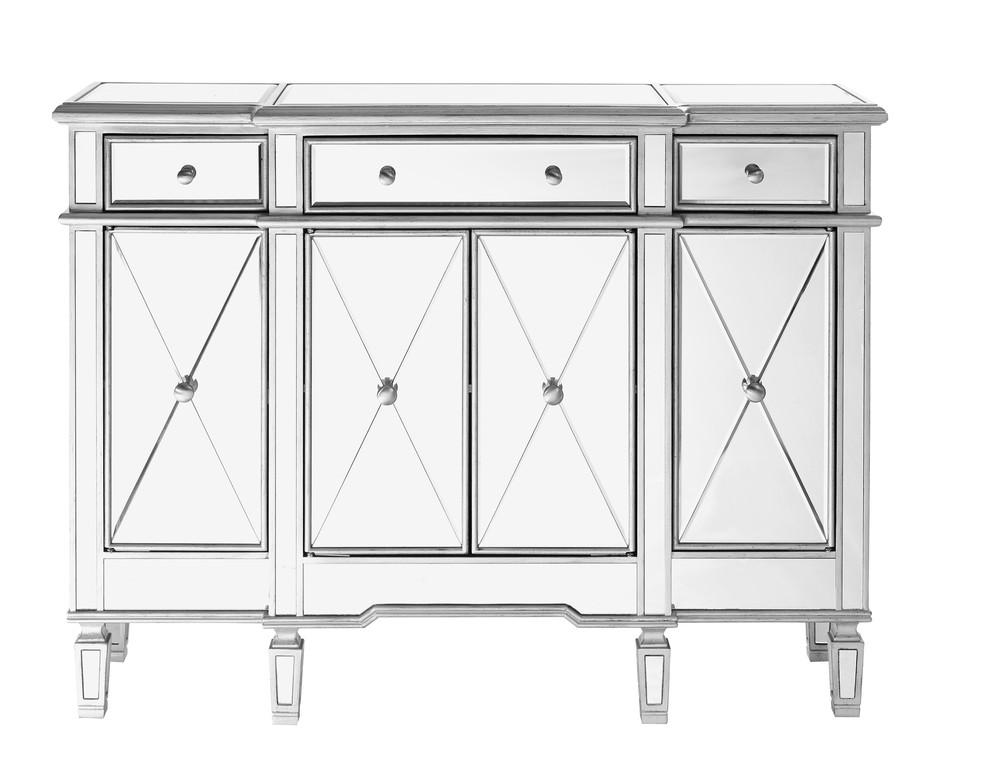 Elegant MF6-1111SC 3 Drawer 4 Door Cabinet 48 .In. X 14 In. X 36 In. in silver Clear Cabinets - Silver
