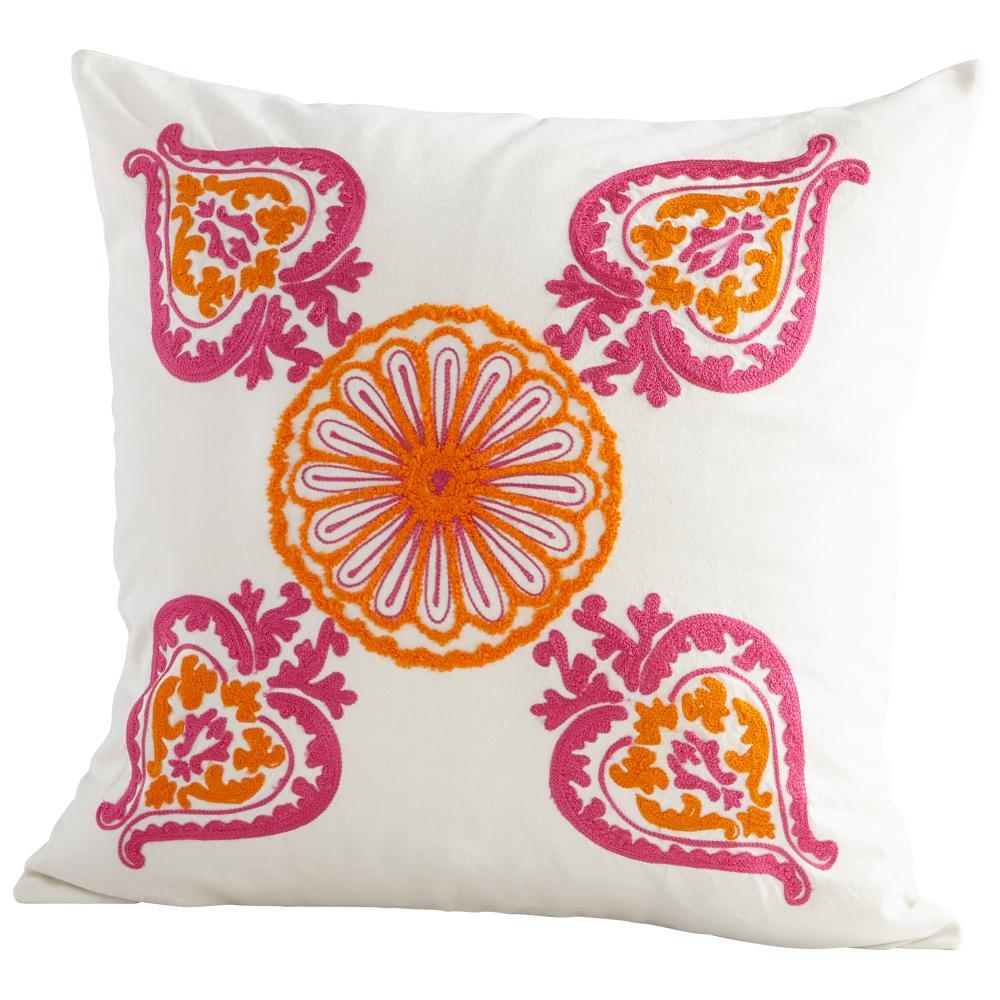 Cyan Design 09376-1 Pillow Cover - 18 x 18 Other Decor/Home Accents - White and Orange
