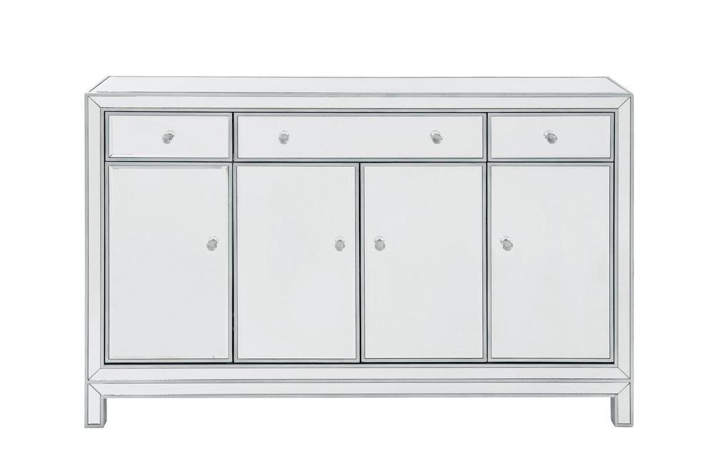 Elegant MF72001 Buffet Cabinet 3 drawers 4 doors 56in. W x 13in. D x 36in. H in antique silver paint Cabinets - Silver