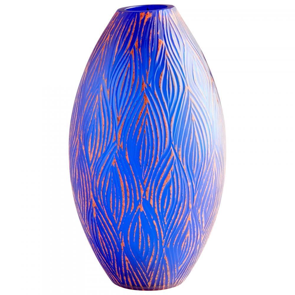 Cyan Design 10032 Small Fused Groove Vase Vases - Blue